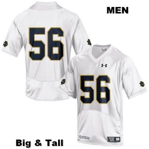 Notre Dame Fighting Irish Men's John Dirksen #56 White Under Armour No Name Authentic Stitched Big & Tall College NCAA Football Jersey VNS0299XG